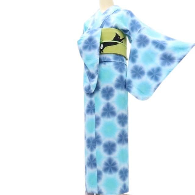 Y3365◆新品 板締め絞り 綿 仕付け糸付 浴衣 洗える夏着物