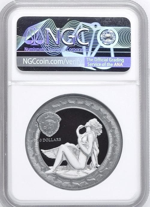 2019年 パラオ レダと白鳥 10ドル 2オンス 銀貨 PF70 UC