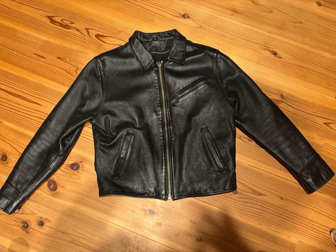 シングルライダース　ホースハイド　42 馬革　TALONジップ 本革　襟付き