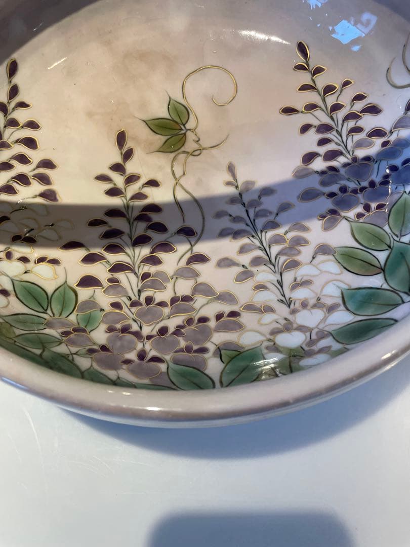 陶葊　陶あん　取手付き器　藤の花