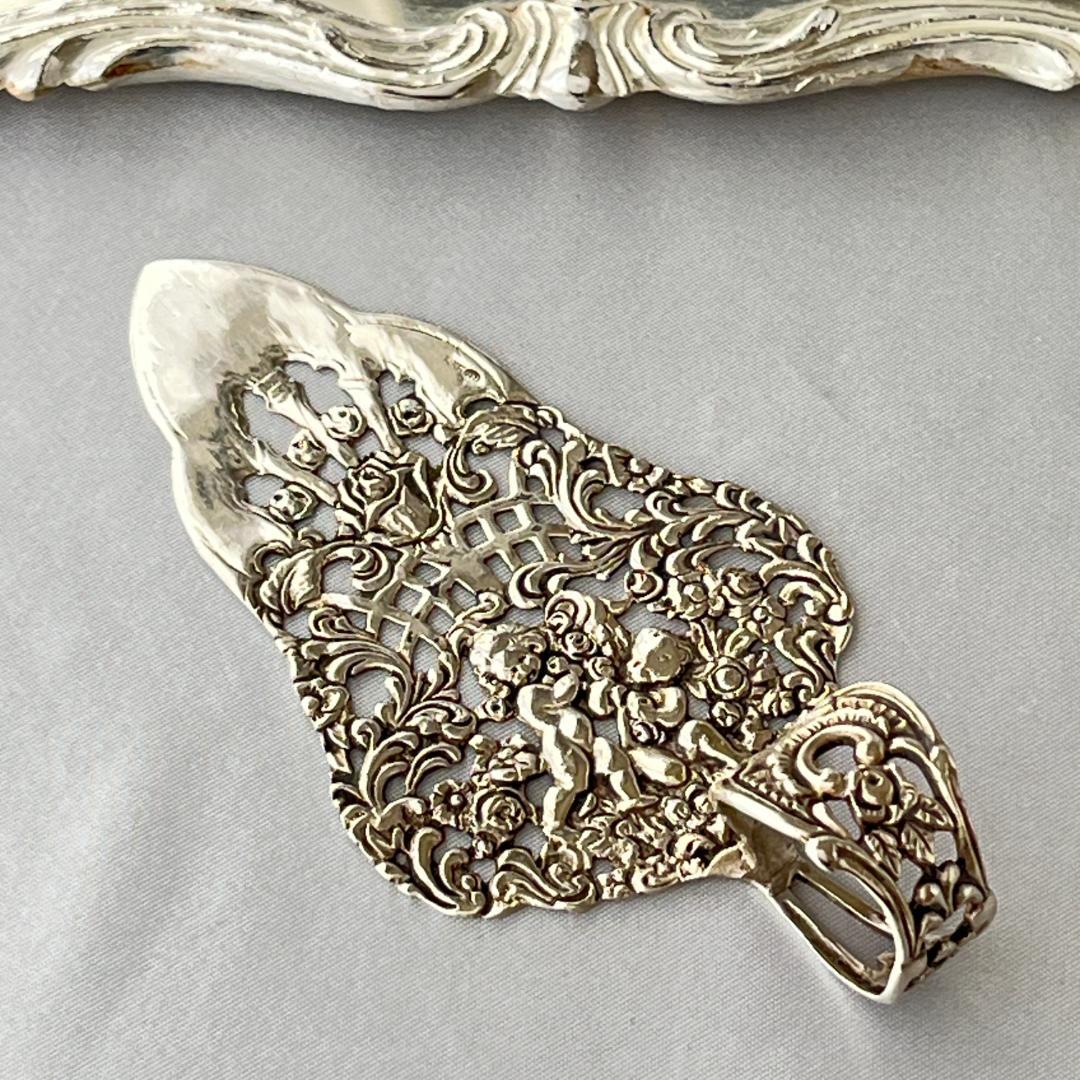 【 Bodemer】 薔薇と天童のケーキサーバー【純銀】11.5cm