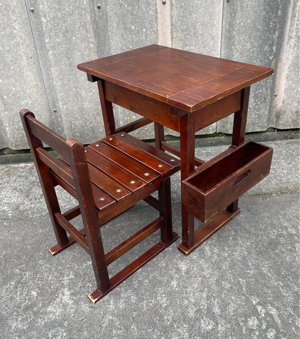 ビンテージ/木製/ドレッサー/鏡台/椅子/スツール/セット