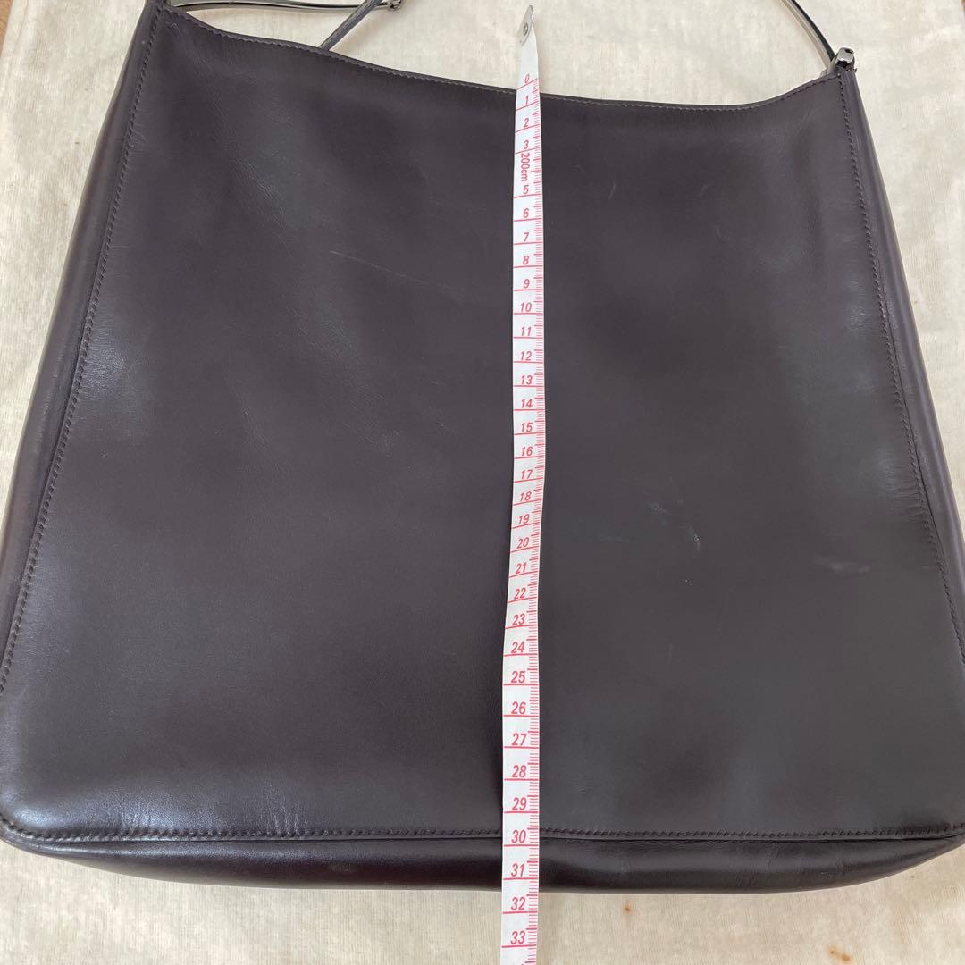 グッチ　ダークブラウン レザー ショルダーバッグ