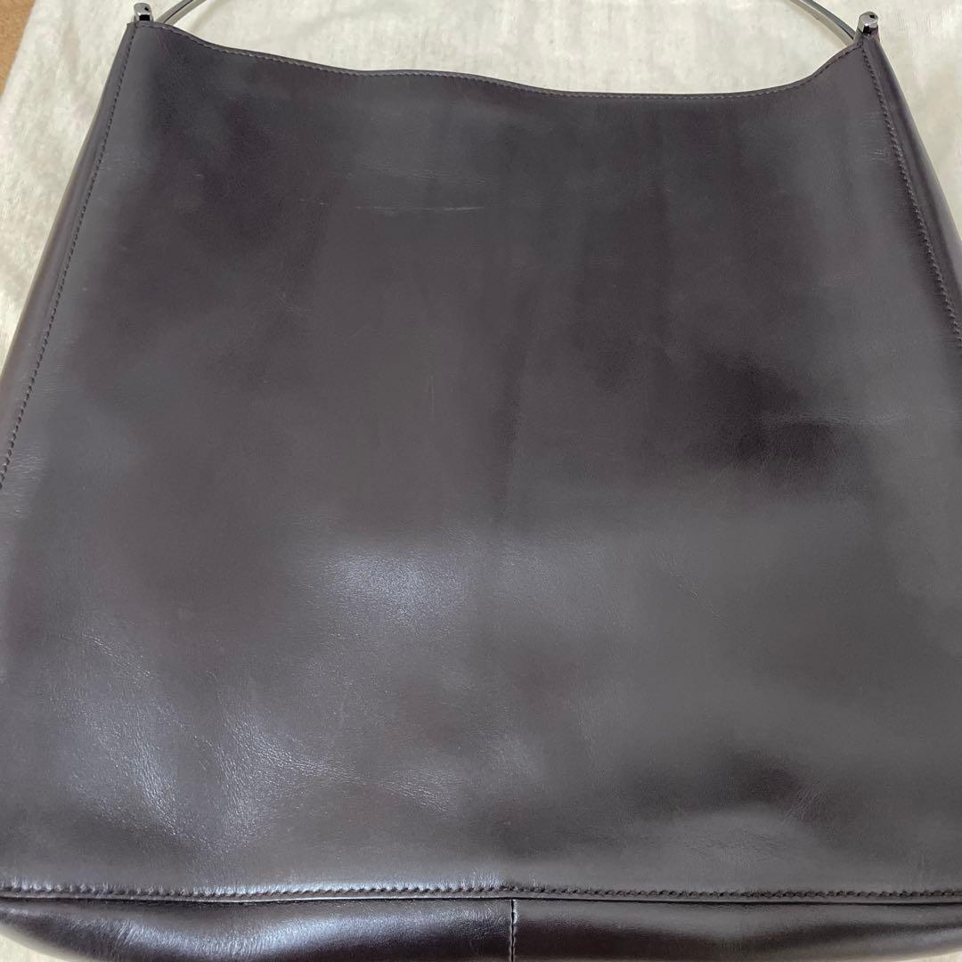 グッチ　ダークブラウン レザー ショルダーバッグ