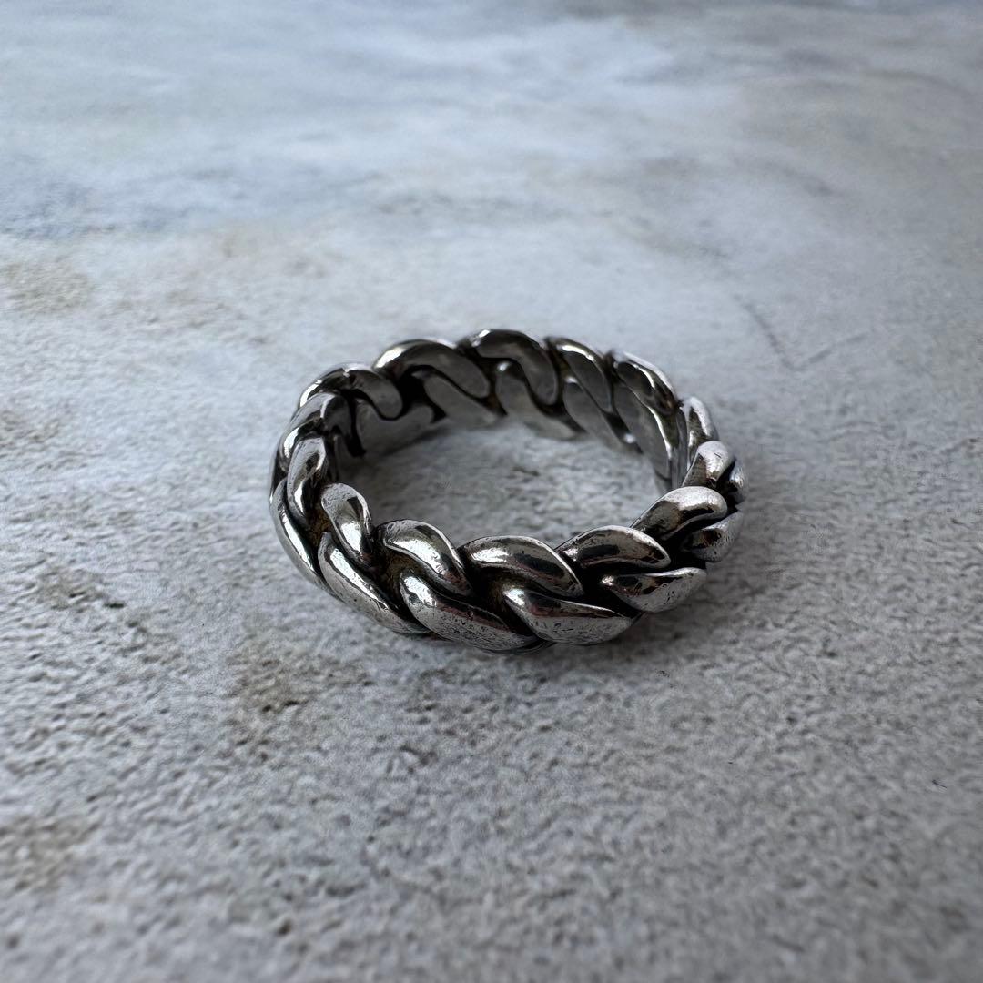 ヴィンテージ ウーブンロープバンドリング シルバー925 11号 メキシコ製