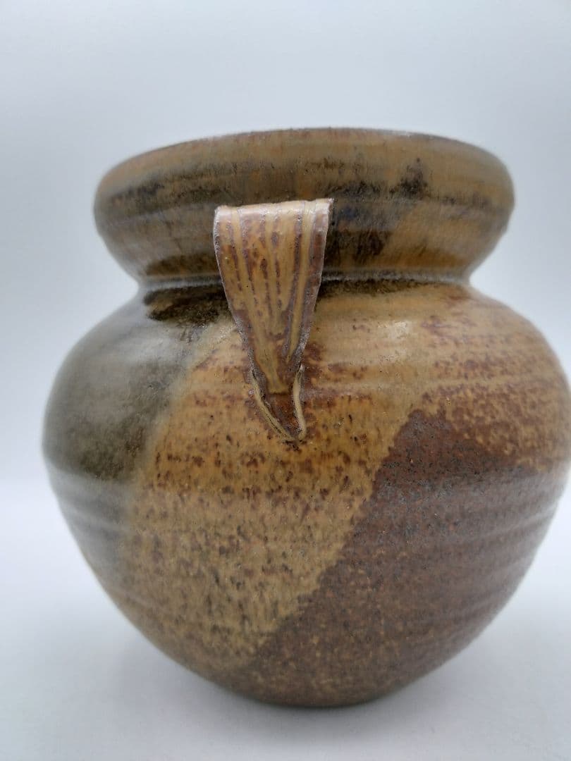 c528 水指 志戸呂 笹耳　広前心斉 替蓋付 遠州七窯　木箱 茶道具