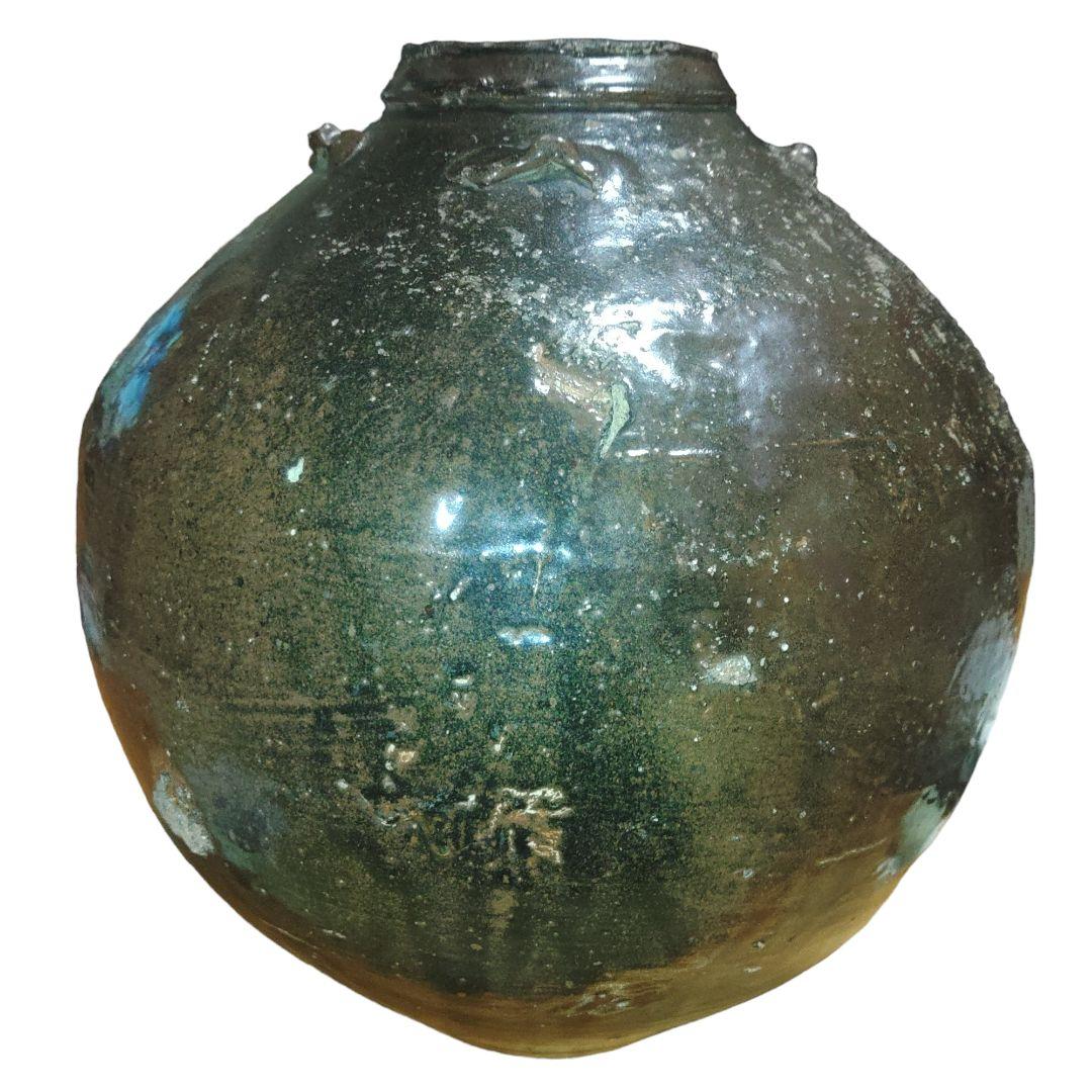 四耳呂宋壺　唐物　飴釉茶壺