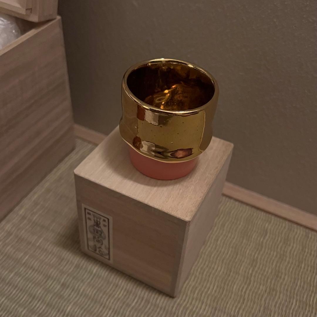 桑田卓郎 湯呑み ぐい呑み 未使用 共箱 Takuro Kuwata 金彩 タレ