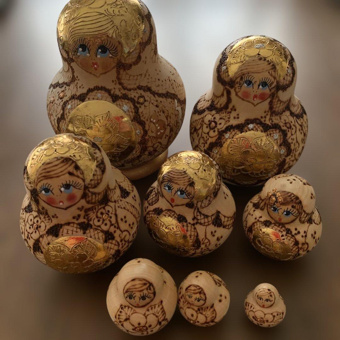 木製金彩使用⭐️マトリョーシカ⭐️全8体⭐️超美品