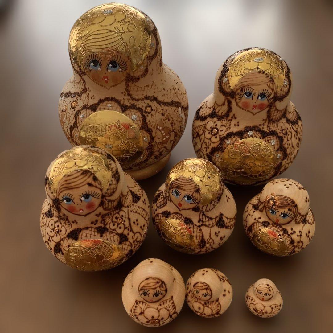 木製金彩使用⭐️マトリョーシカ⭐️全8体⭐️超美品