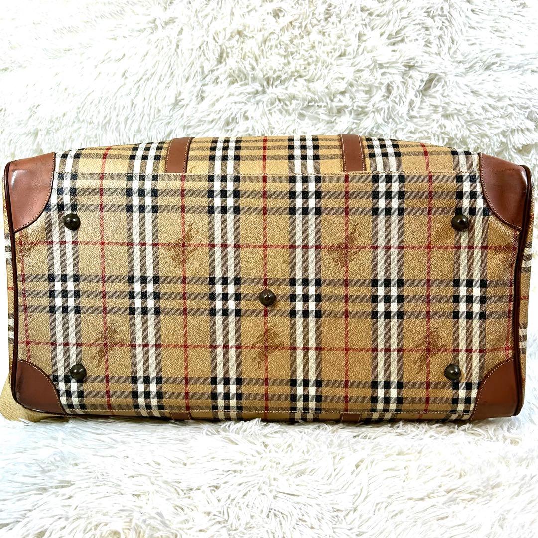 バーバリーズ ボストンバッグ ノバチェック PVC 本革 ショルダーストラップ