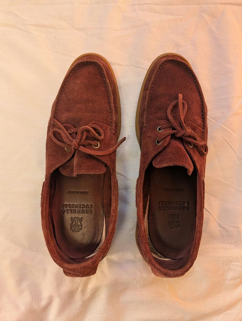 ブルネロクチネリ スエード シューズ バーガンディ 42.5 付属品あり