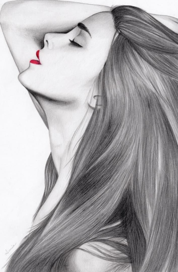 鉛筆画「Scarlet red」　B5大サイズ