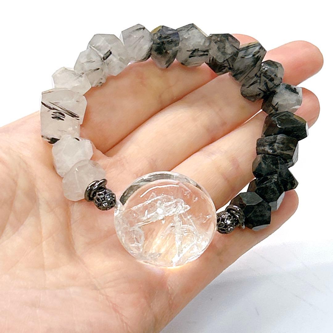 クォーツインクォーツとブラックテルマリンルチル　フリーフォーム