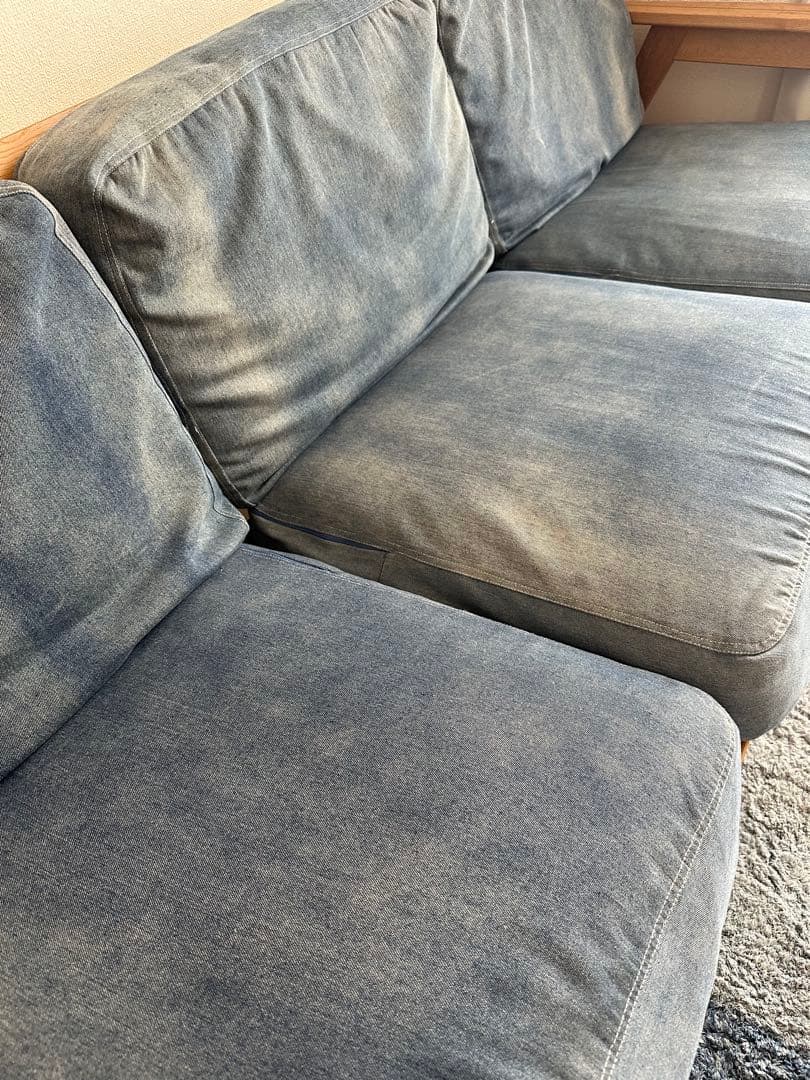 ［引取限定］ベイフロー　3人掛けデニムソファー