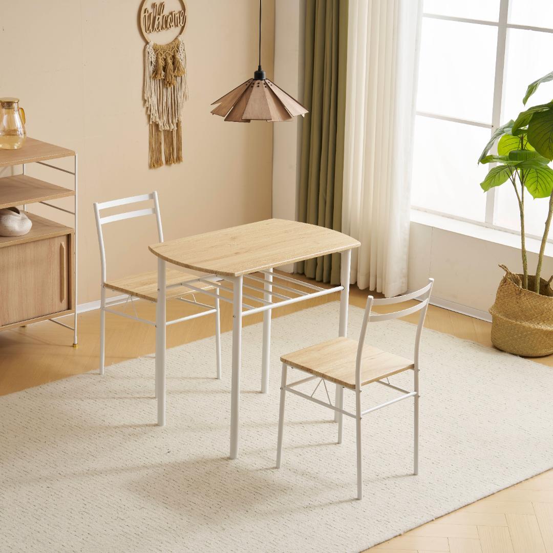 大人気！2人用ダイニング3点セット　食卓 テーブル 収納付き　NATURAL