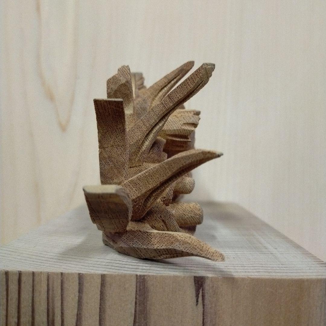 獅噛み彫刻 欅装飾品