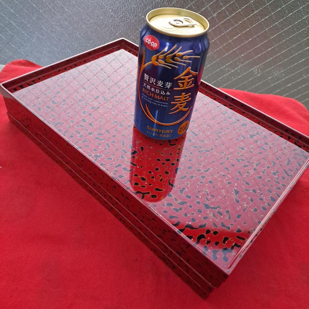 【津軽塗　尺1サイズ　長角卓上膳×1客】天然木製　唐塗\"赤上※1客分の価格表示