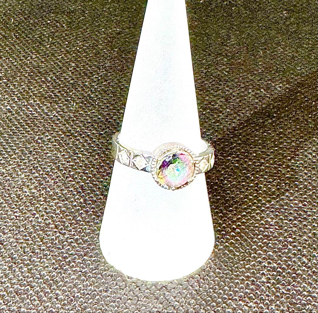 1点物K18WG ミスティックトパーズ リング 約4.5g ヴィンテージ 指輪