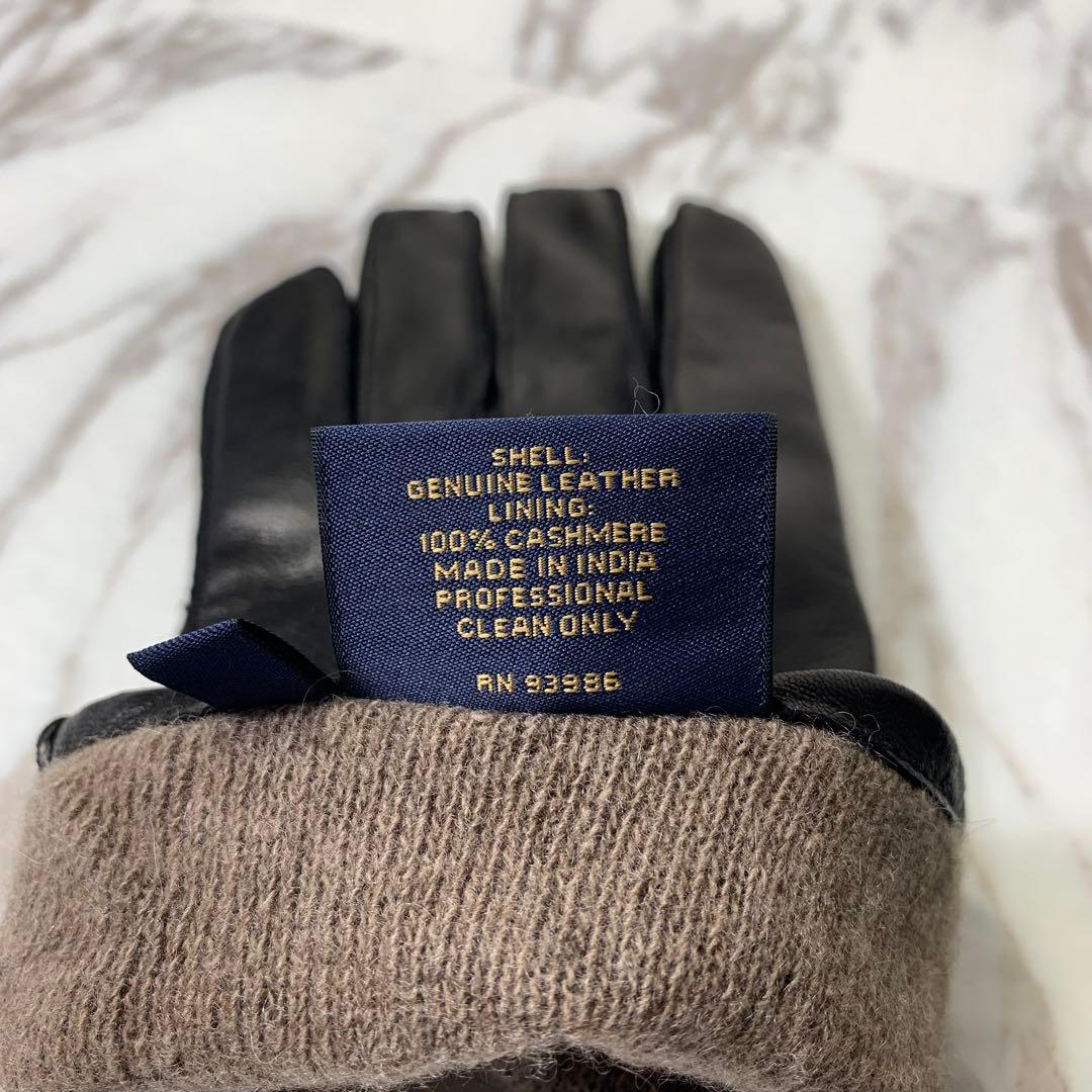 Brooks Brothers \"346\" レザーグローブ カシミア ブラック