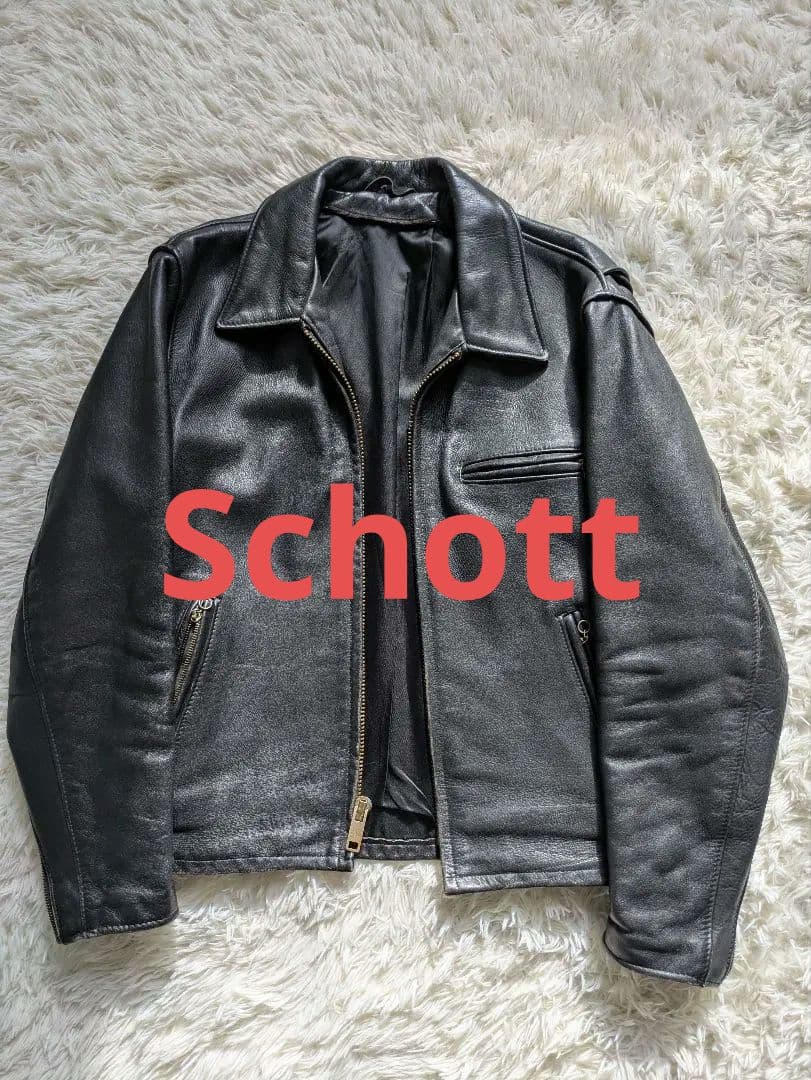 Schott　642 　38 　シングルレザー　ブラック　ライダースジャケット
