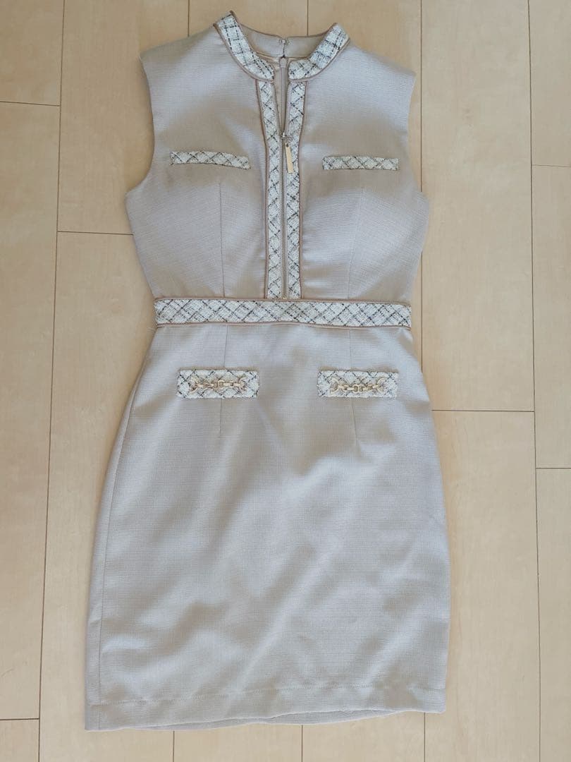 フロントジッパー×ラメツイードミニドレス(DE2962)