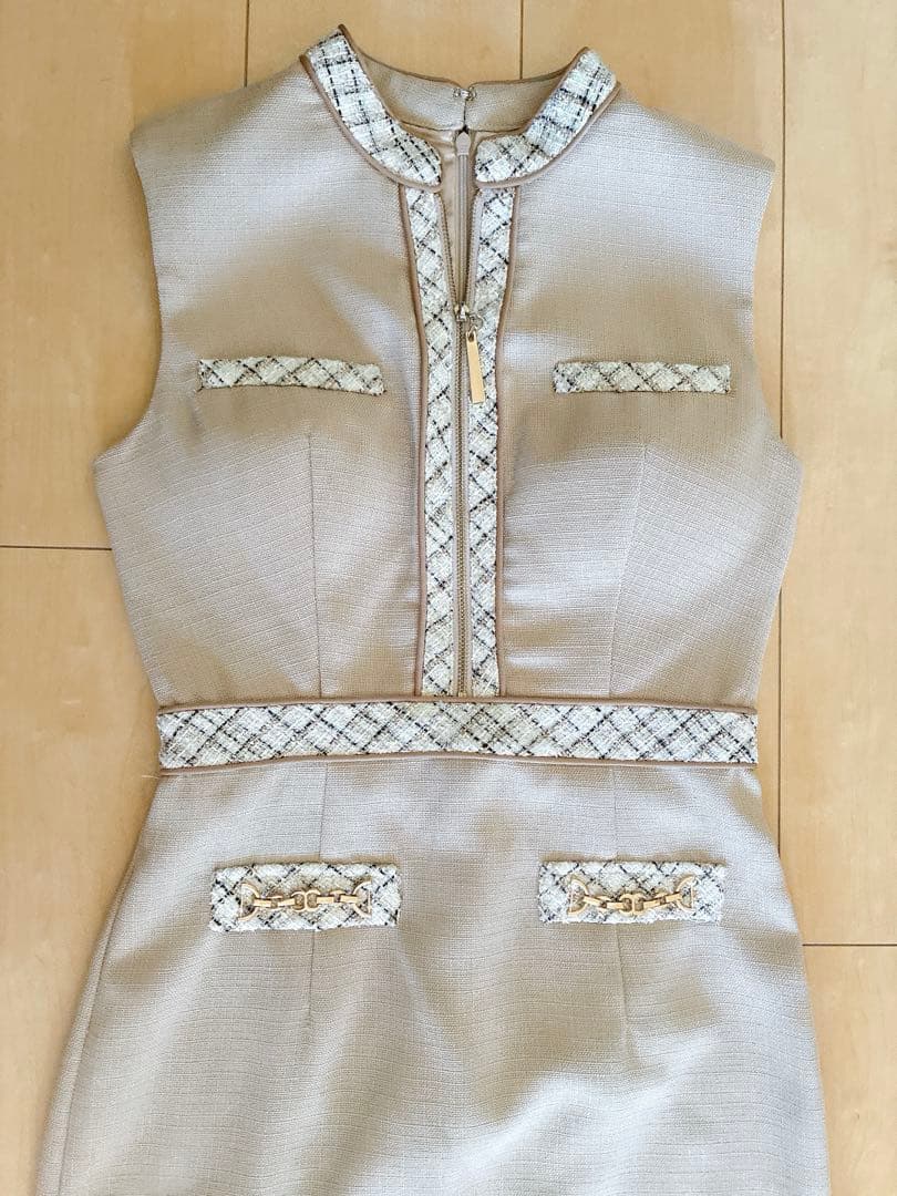 フロントジッパー×ラメツイードミニドレス(DE2962)