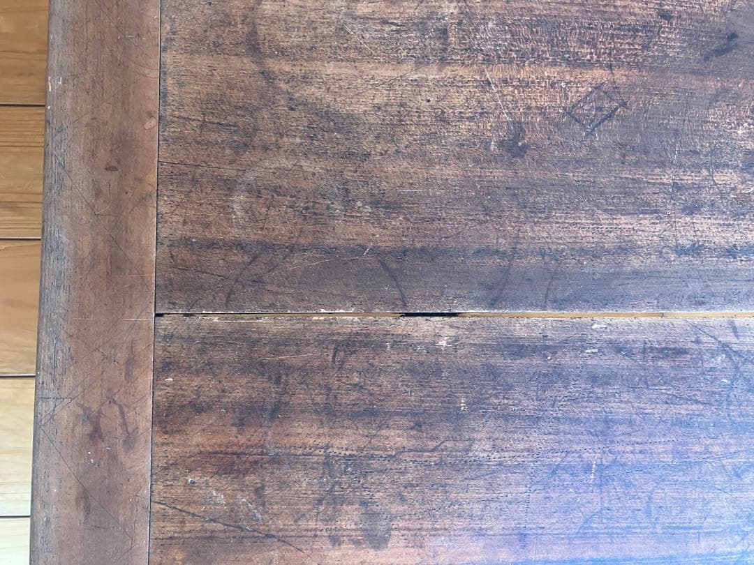 古いテーブル　ねこ足　無垢　古道具