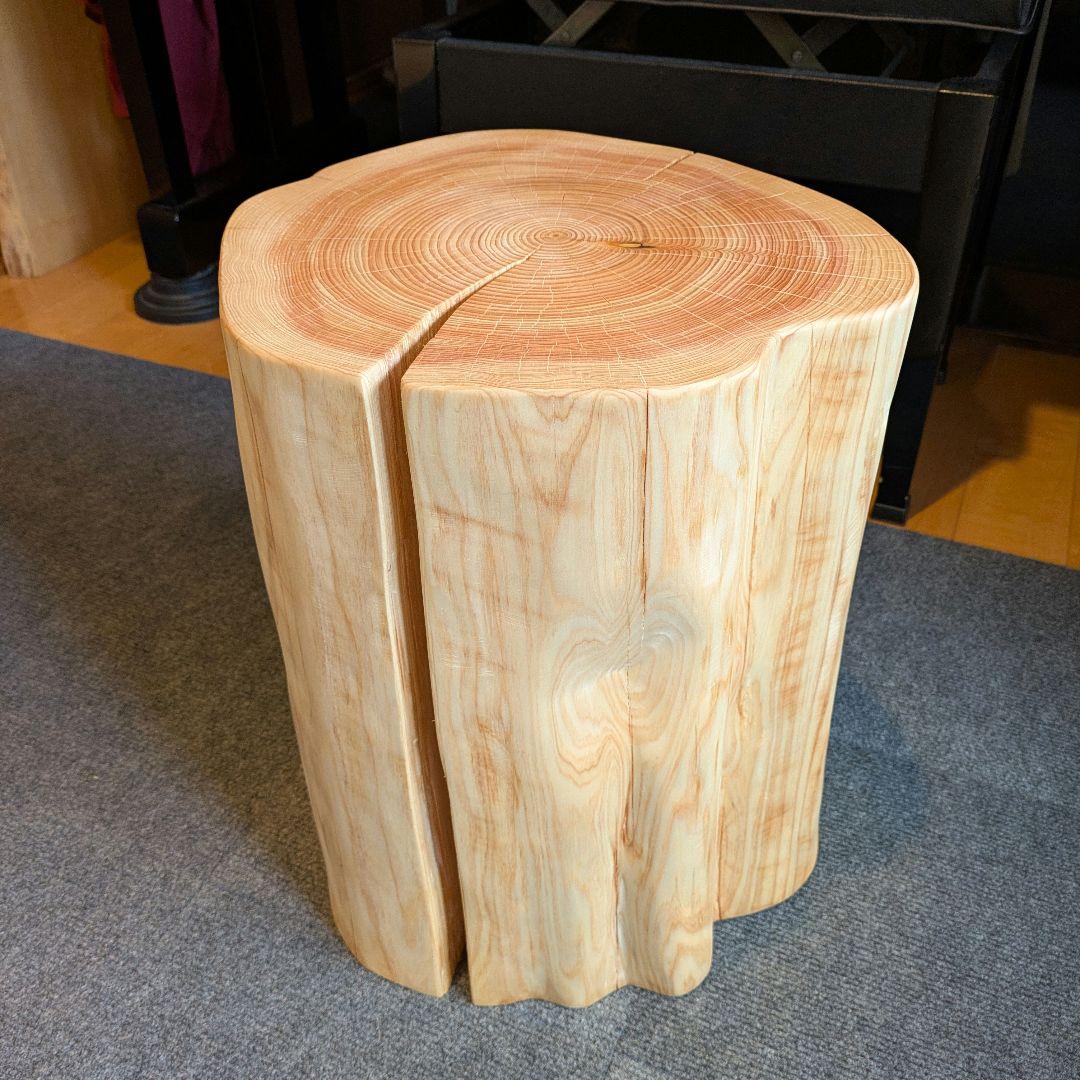 3104　　檜　切り株　丸太　椅子　 スツール　高さ約42.5cm
