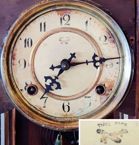 〈完動品〉明治時計社　スリゲル型ゼンマイ式振り子掛け時計　アンティーク古時計