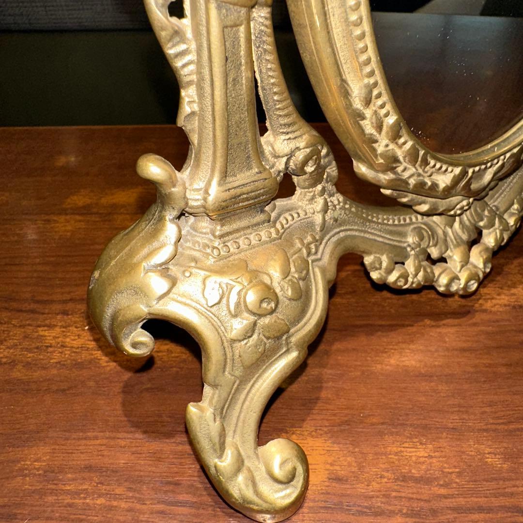 France Vintage スタンドミラー 真鍮 30cm アンティーク鏡