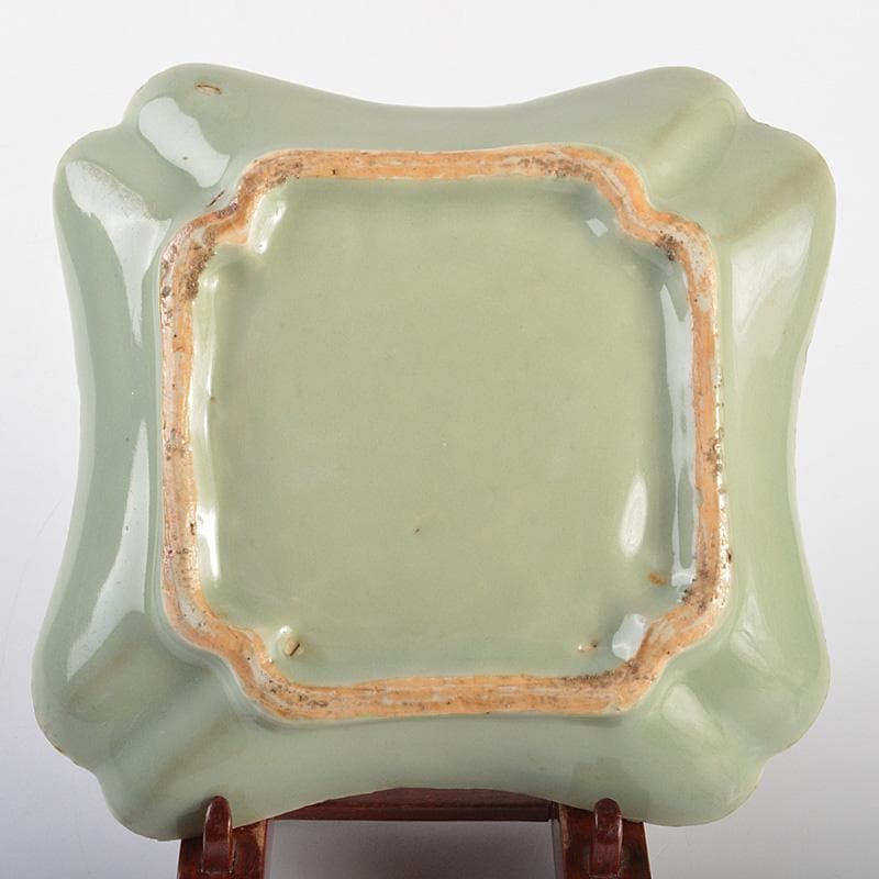 中国　天龍寺青磁　魚文　菓子鉢　時代箱　F　R7016