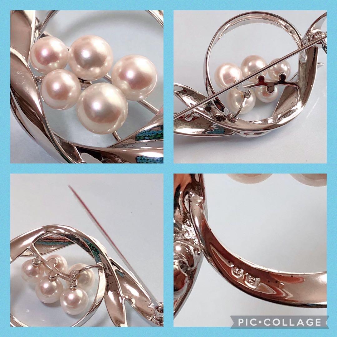 美品⭐️MIKIMOTO シルバーパールブローチ✨　可憐でエレガントなデザイン
