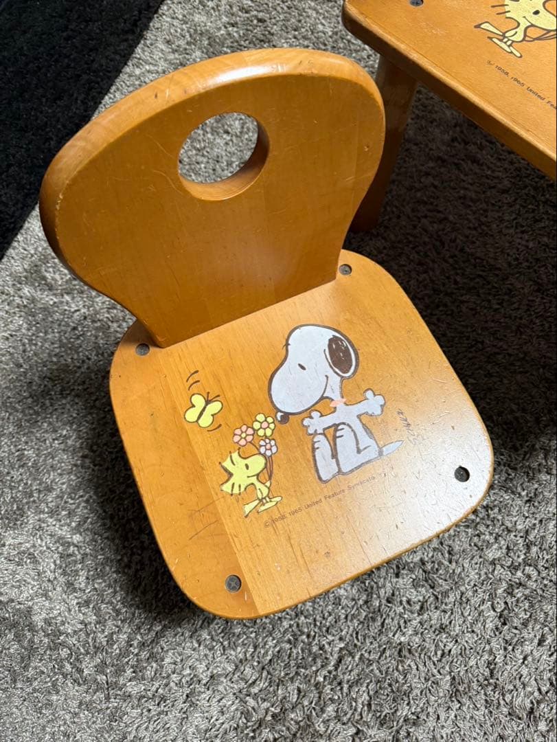 激レア スヌーピー ベビーデスク＆チェア木製 昭和レトロ ビンテージ
