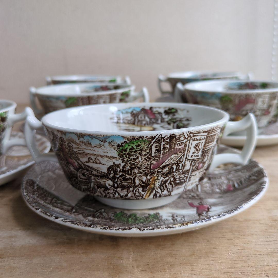 ヴィンテージ スープカップ&ソーサー 6セット イギリス製