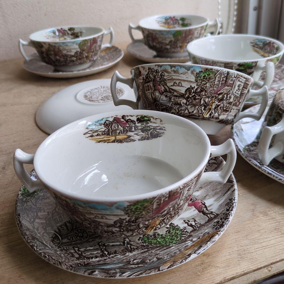 ヴィンテージ スープカップ&ソーサー 6セット イギリス製