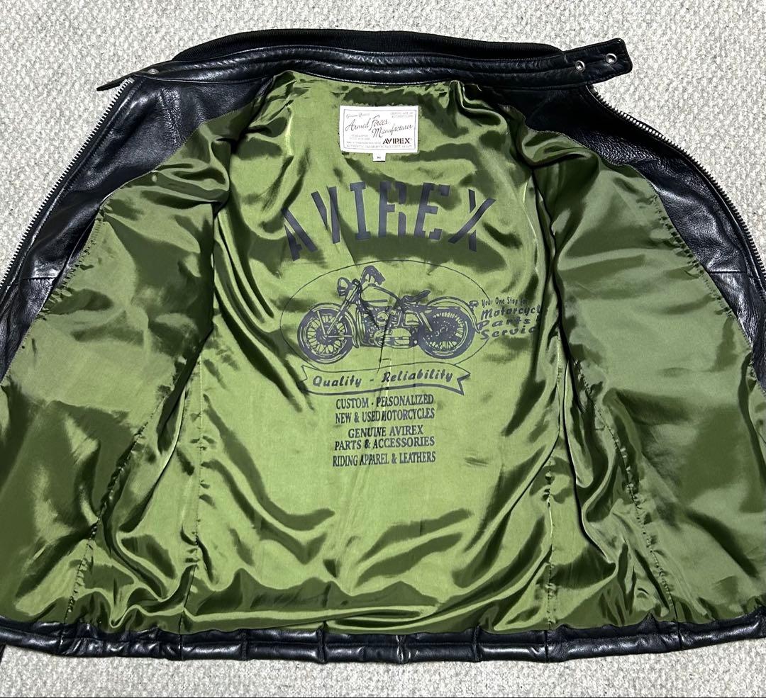 ⑪ AVIREX レザーダウン【M】ライダースTOPGUN◇MA-1 革ジャン
