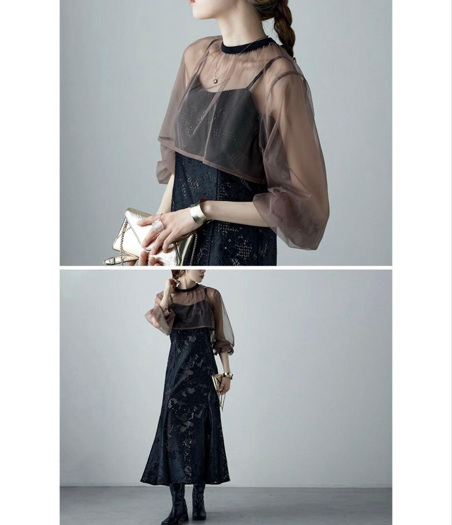 【美品】etoll. 3wayシフォンボレロ&レースキャミドレス S