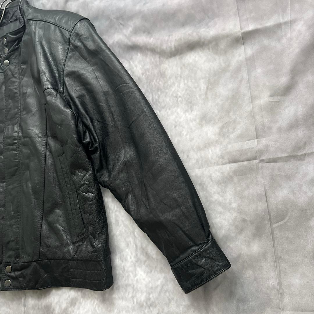 韓国古着　レザーブルゾン　レザージャケット　革ジャン　本革　牛革　　黒　y2k