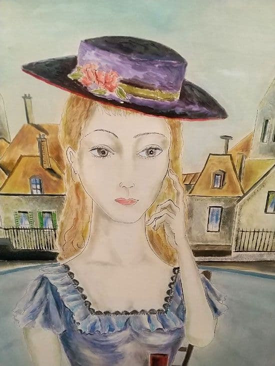 小澤勇寿朗 作 カフェテラスの女 F12油彩画 人物画