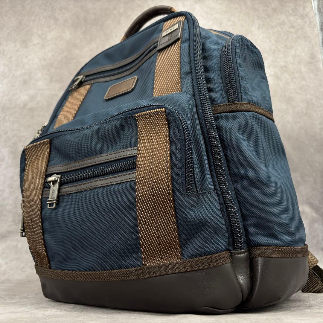 【美品✨】トゥミ バックパック リュックサック ビジネス レザー ネイビー 紺