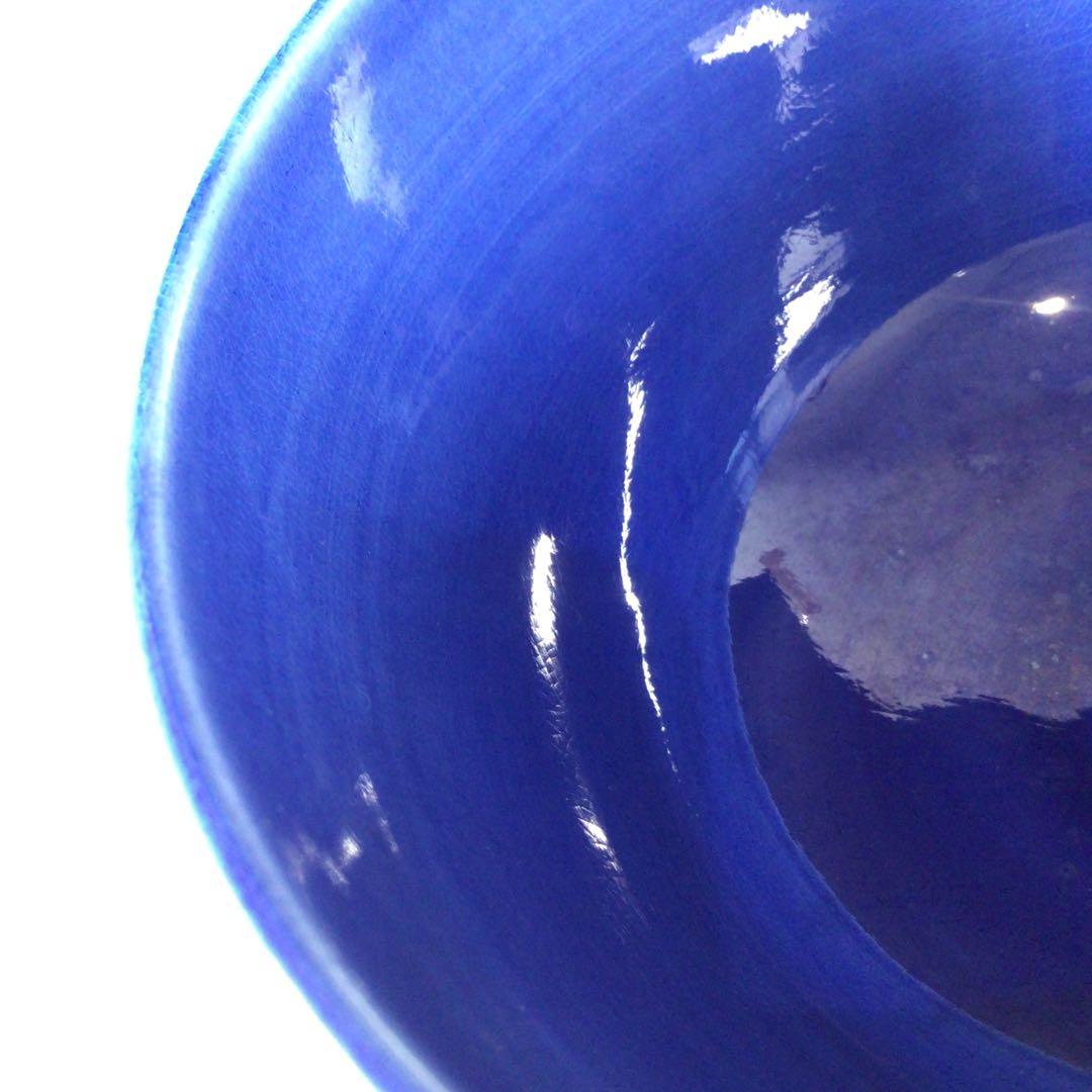 Ｓ８８　茶碗　『谷口翠雲造』『紺青交趾』『草花文』　抹茶碗　共箱　茶道具