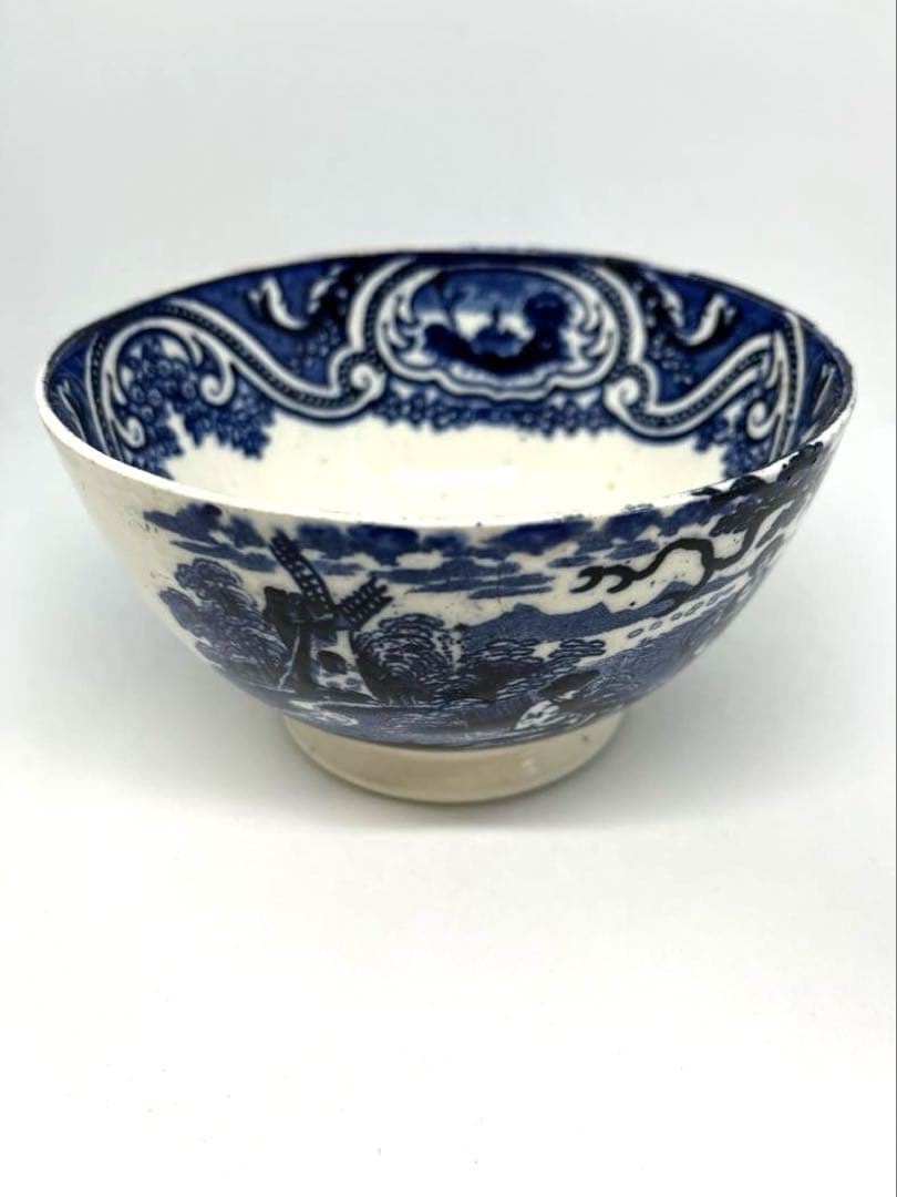 【オランダ銅版小鉢】染付人物風景文小鉢(デルフト）18世紀後半〜19世紀前半頃