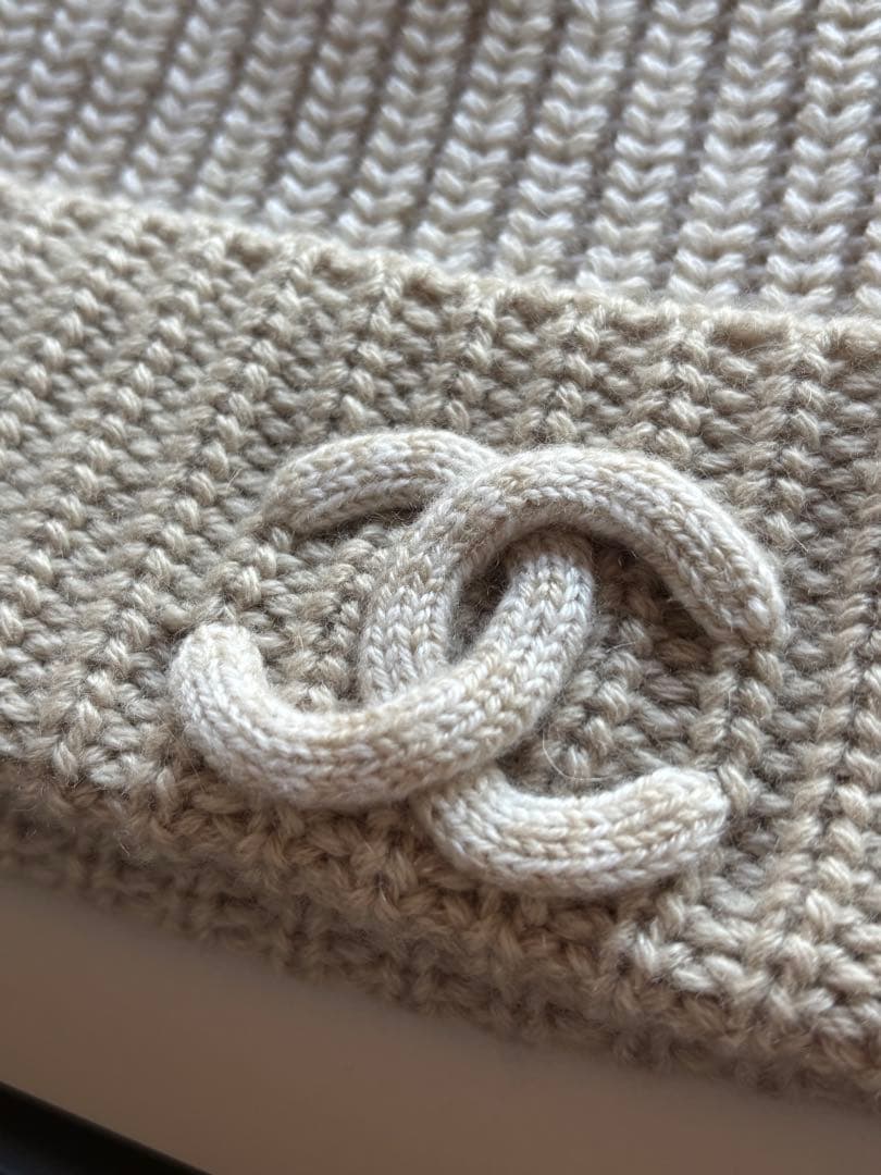 CHANEL シャネル カシミヤ混合 ビーニー ニットキャップ ベージュ