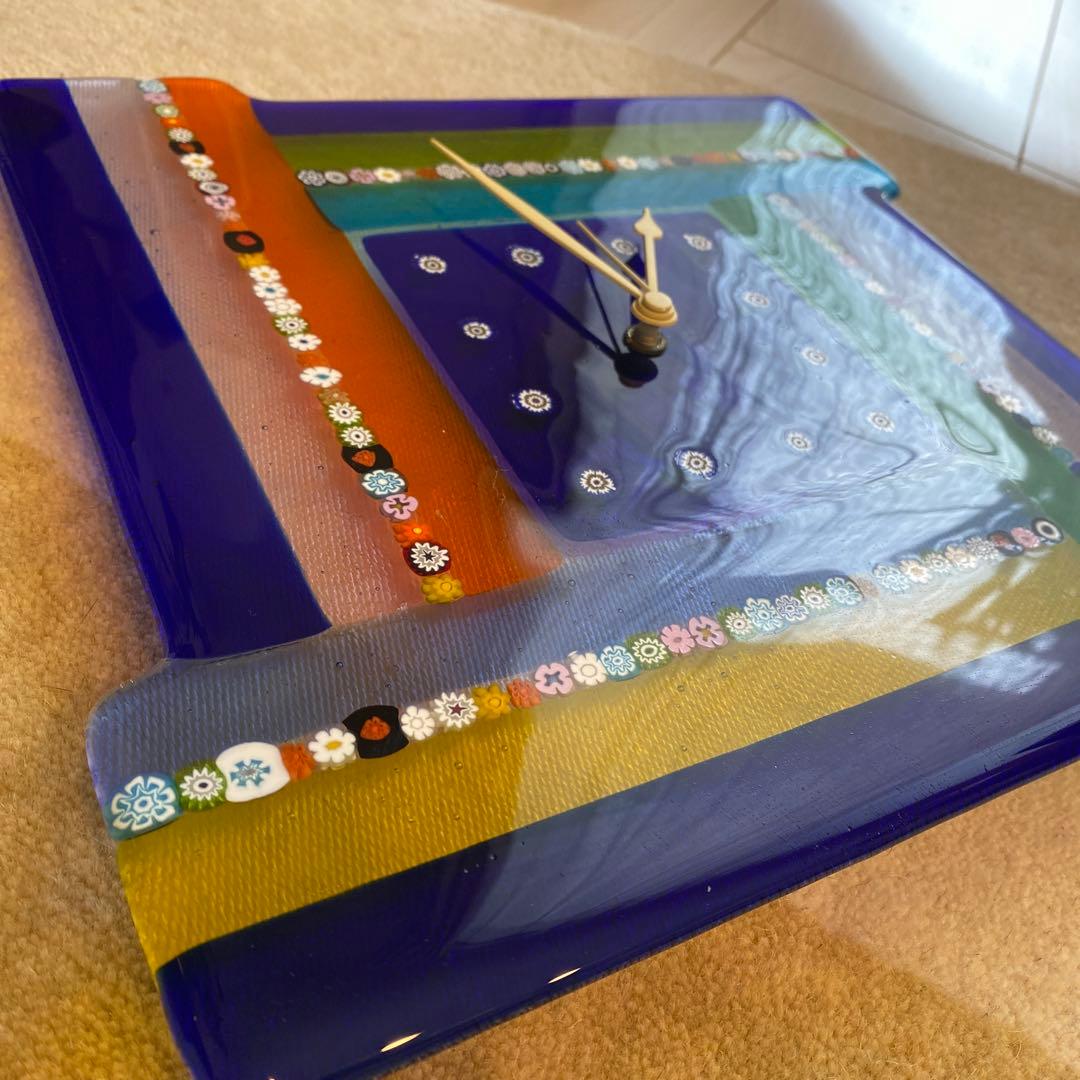 イタリア　ガラス細工　掛け時計　ムラーノガラス　ベニス　ベネチアングラス