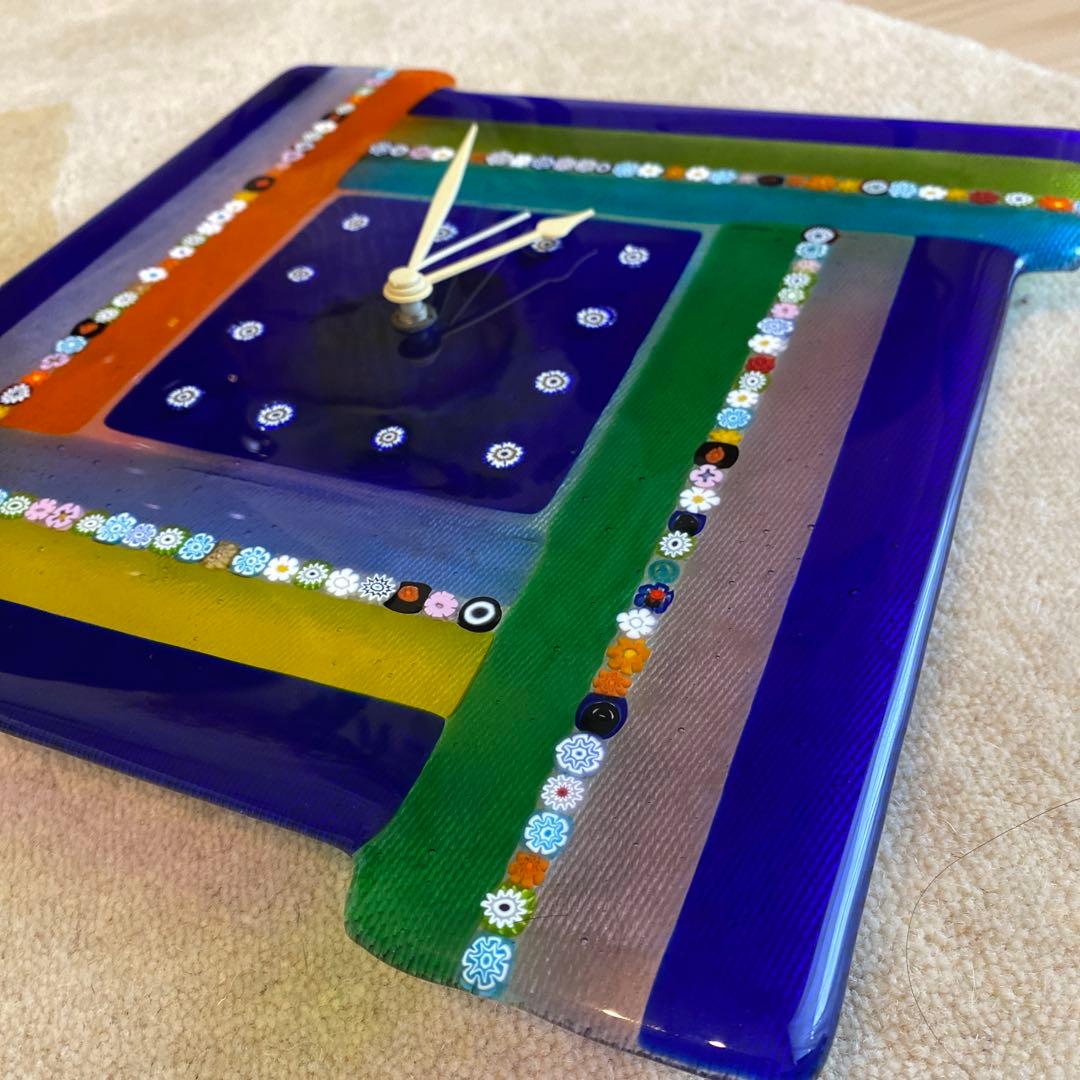 イタリア　ガラス細工　掛け時計　ムラーノガラス　ベニス　ベネチアングラス