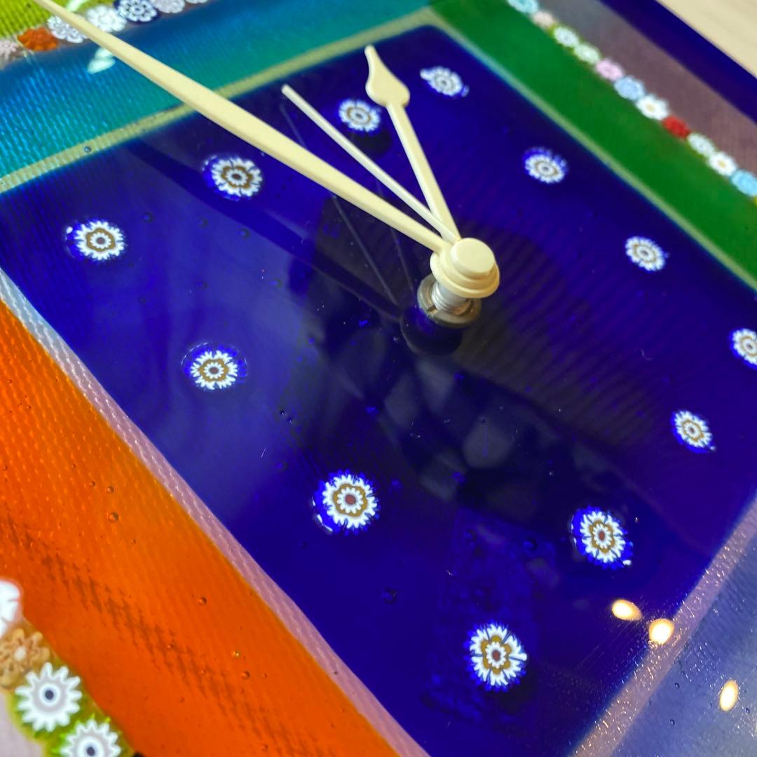 イタリア　ガラス細工　掛け時計　ムラーノガラス　ベニス　ベネチアングラス