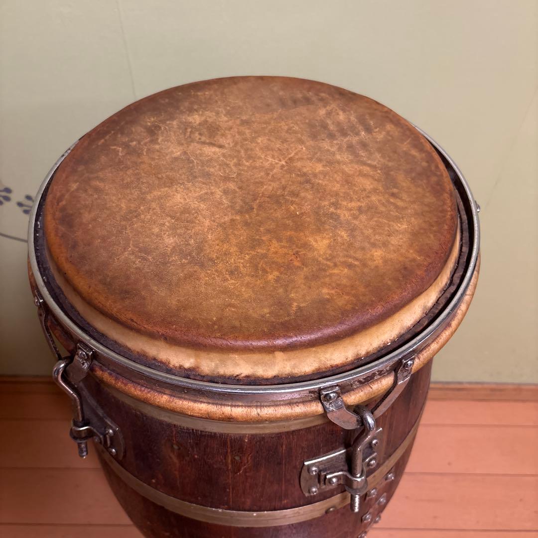 木製大型コンガ 動物皮ヘッド