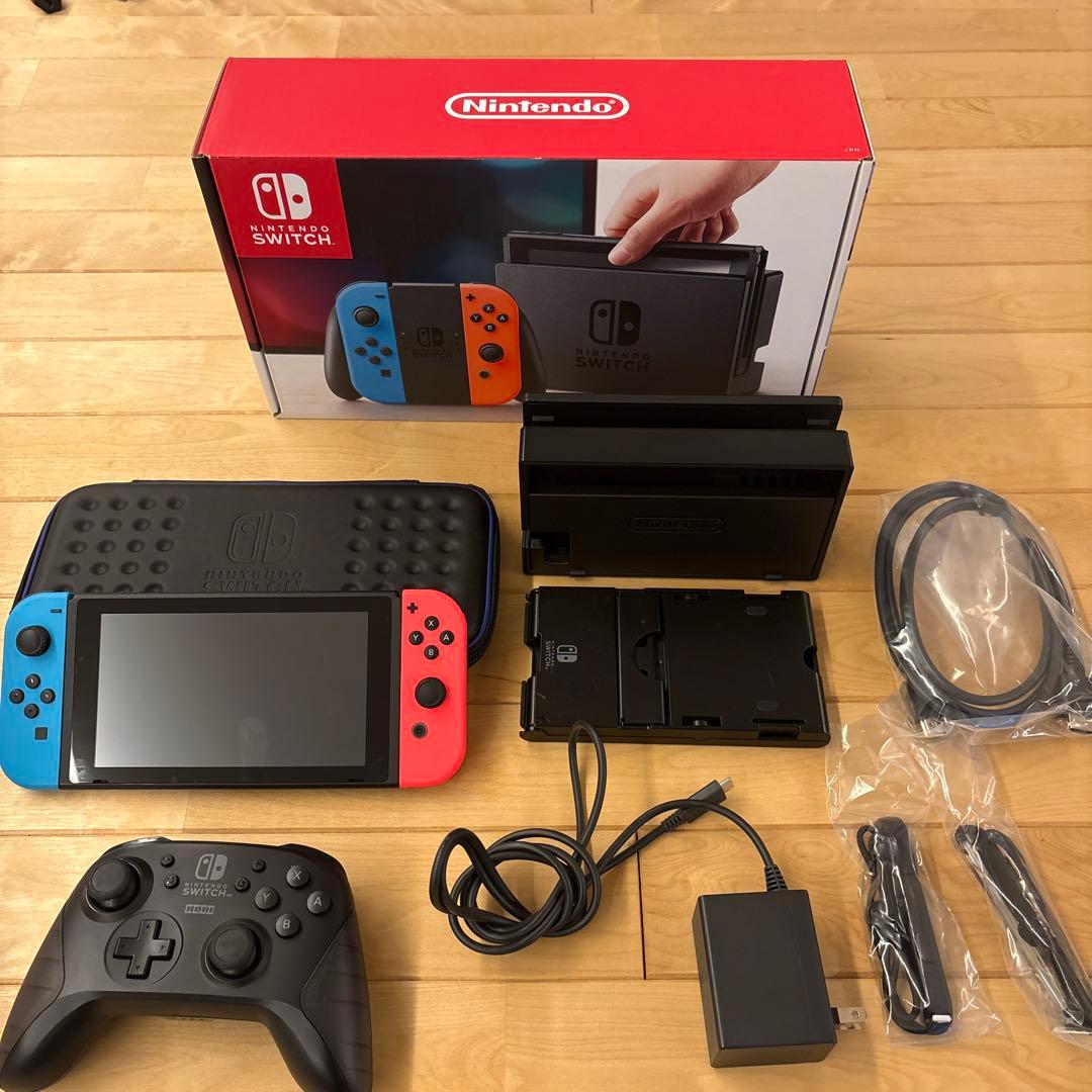 Nintendo Switch 本体 青/赤 ドック付き ケース付き