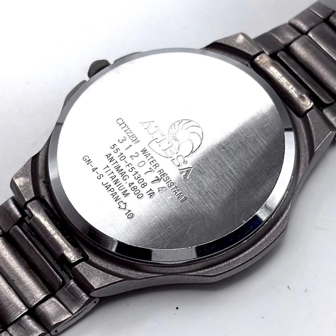 稼働品 新品電池 シチズン アテッサ デイト グレー チタン メンズ クォーツ